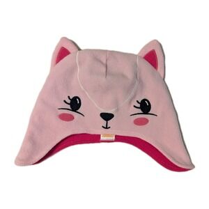 Gymboree Toddler Girl's Kitty Cat Fleece Two Tone Pink Trapper Hat Ears 4-5T
